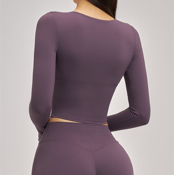 Cropped Efeito BUUM Soft Motion Manga Longa Decote V