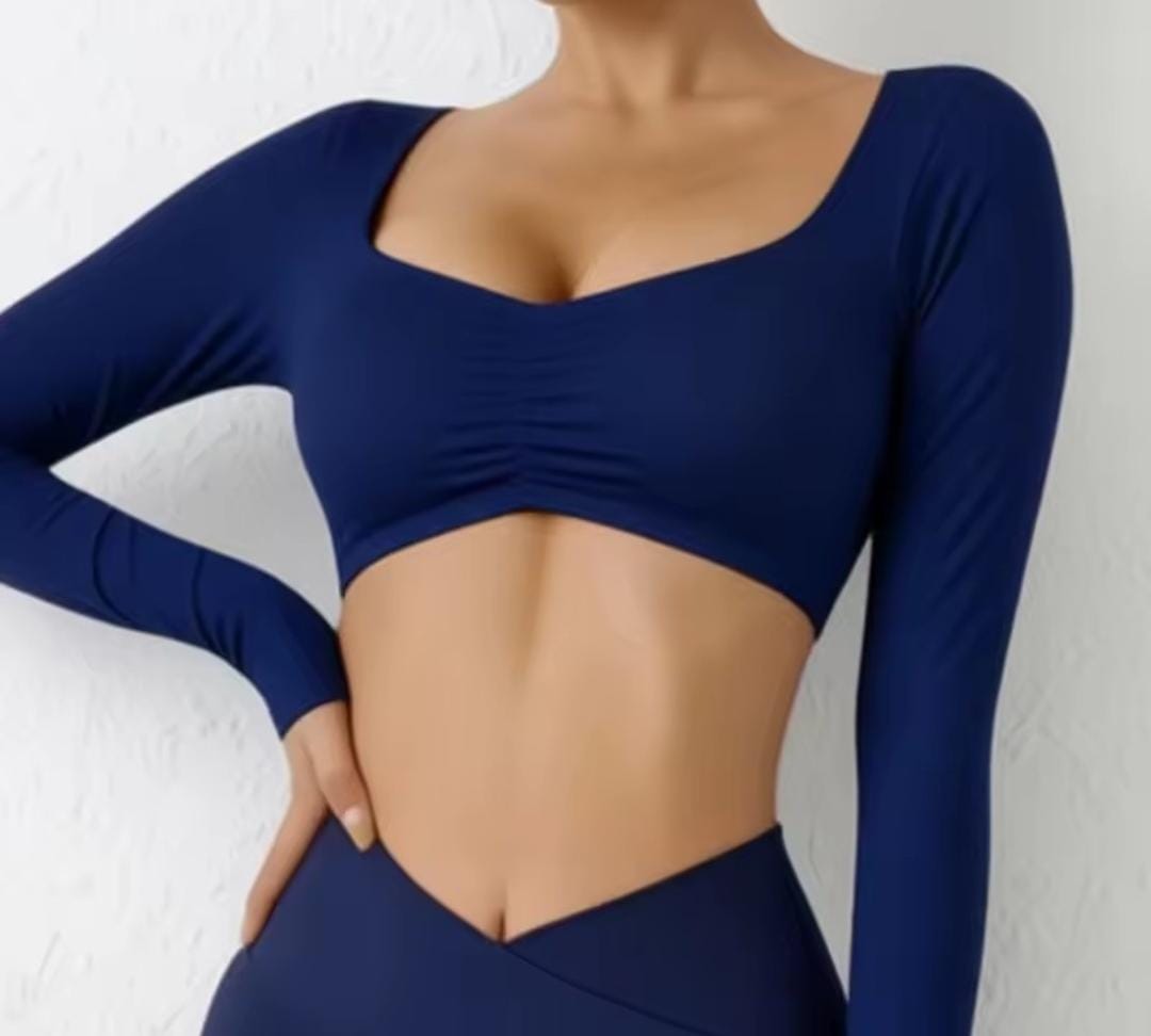 Top Cropped Manga Longa Push Up Basic