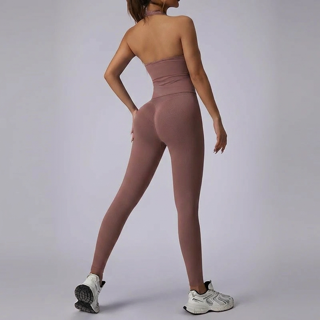 Conjunto Top Halter Push Up Interno e Calça Legging Modeladora Buum Lifting