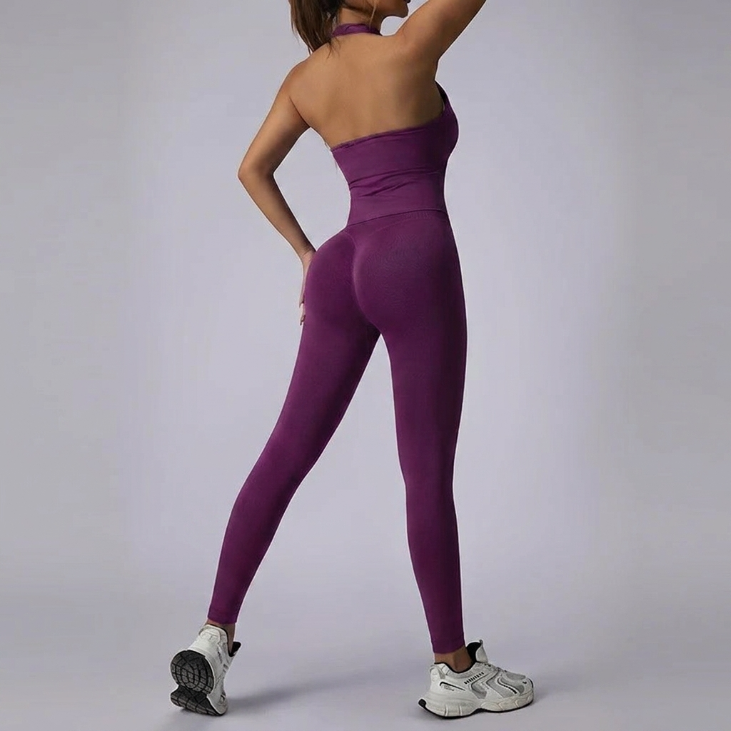 Conjunto Top Halter Push Up Interno e Calça Legging Modeladora Buum Lifting