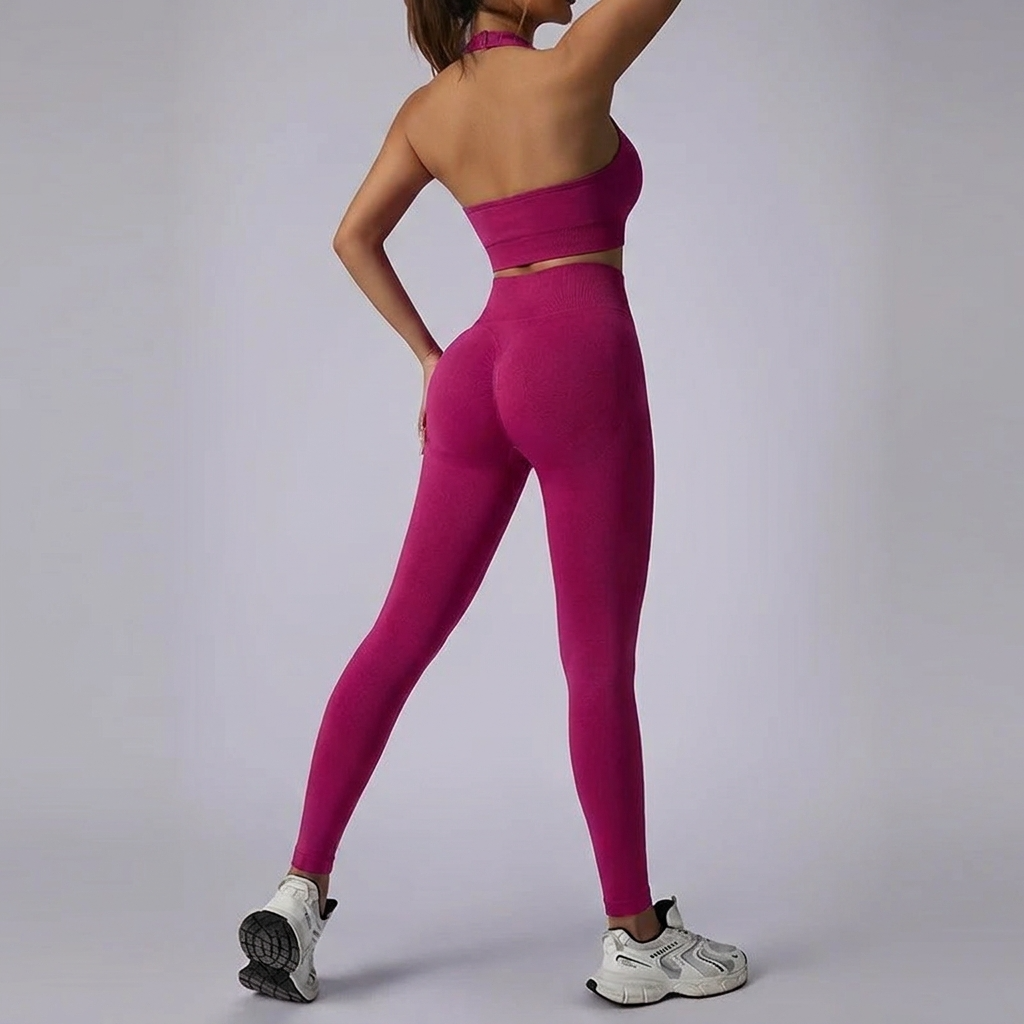 Conjunto Top Halter Push Up Interno e Calça Legging Modeladora Buum Lifting