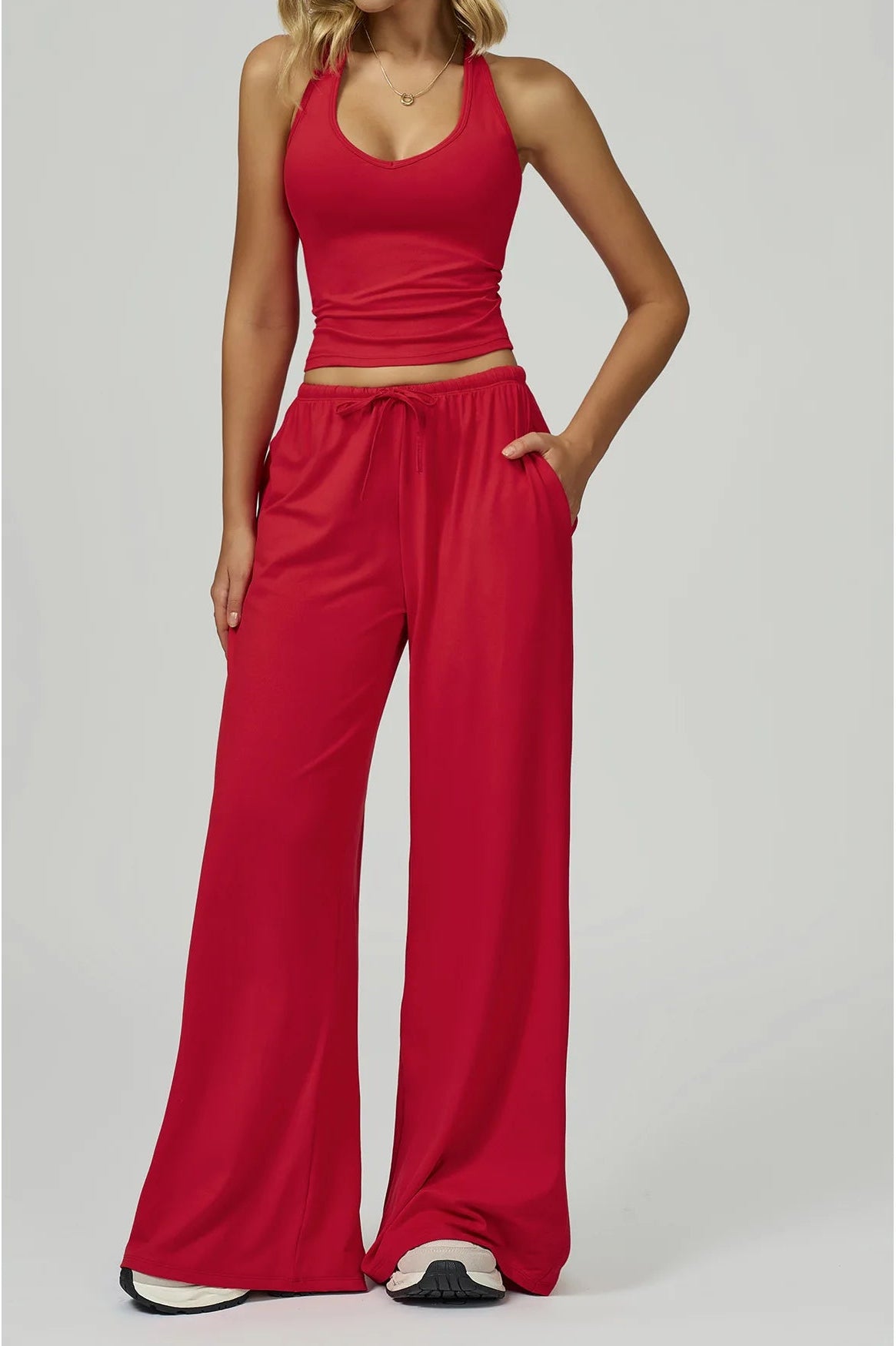 Conjunto Top Alça e Calça Wide Leg Soft Motion Buum