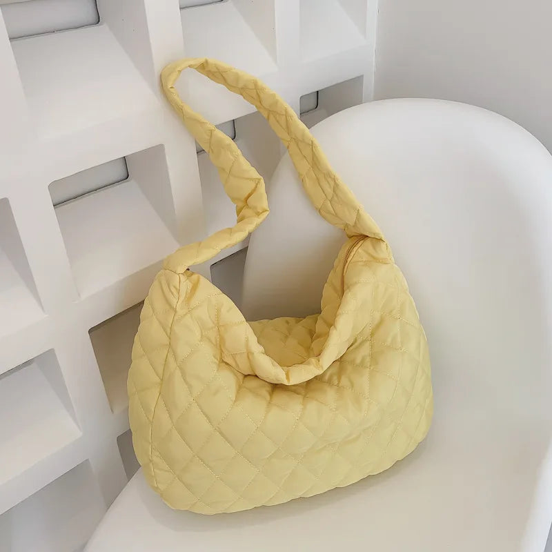 Bolsa feminina vintage de nylon, bolsa de ombro para axilas, casual, à prova d'água, crossbody, hobo, para mulheres, acolchoada, grande capacidade