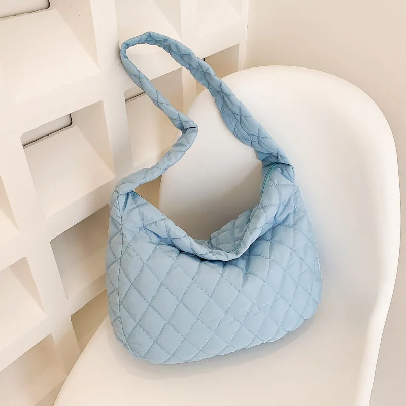 Bolsa feminina vintage de nylon, bolsa de ombro para axilas, casual, à prova d'água, crossbody, hobo, para mulheres, acolchoada, grande capacidade