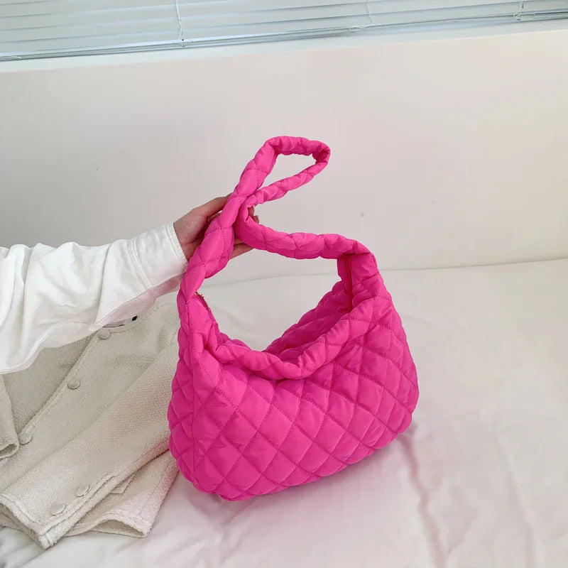 Bolsa feminina vintage de nylon, bolsa de ombro para axilas, casual, à prova d'água, crossbody, hobo, para mulheres, acolchoada, grande capacidade