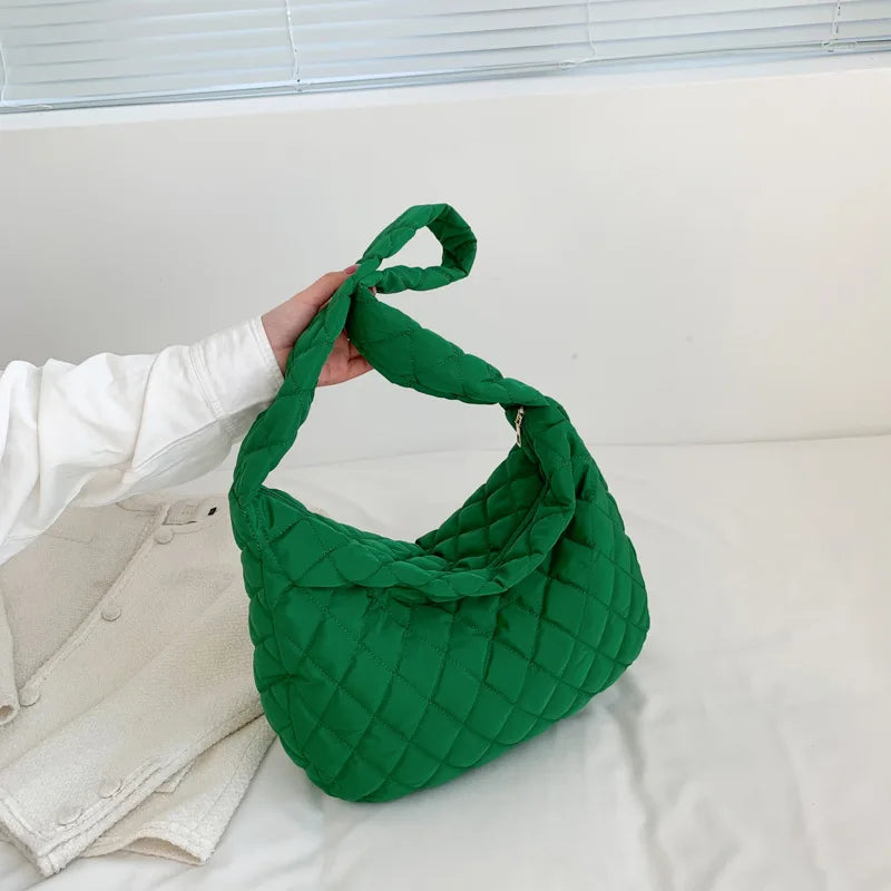 Bolsa feminina vintage de nylon, bolsa de ombro para axilas, casual, à prova d'água, crossbody, hobo, para mulheres, acolchoada, grande capacidade
