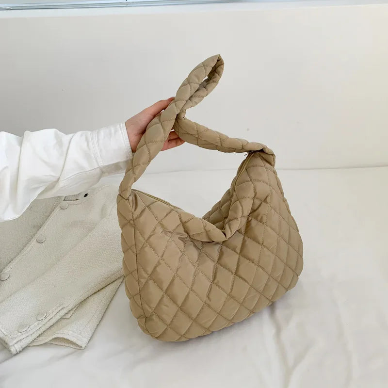 Bolsa feminina vintage de nylon, bolsa de ombro para axilas, casual, à prova d'água, crossbody, hobo, para mulheres, acolchoada, grande capacidade
