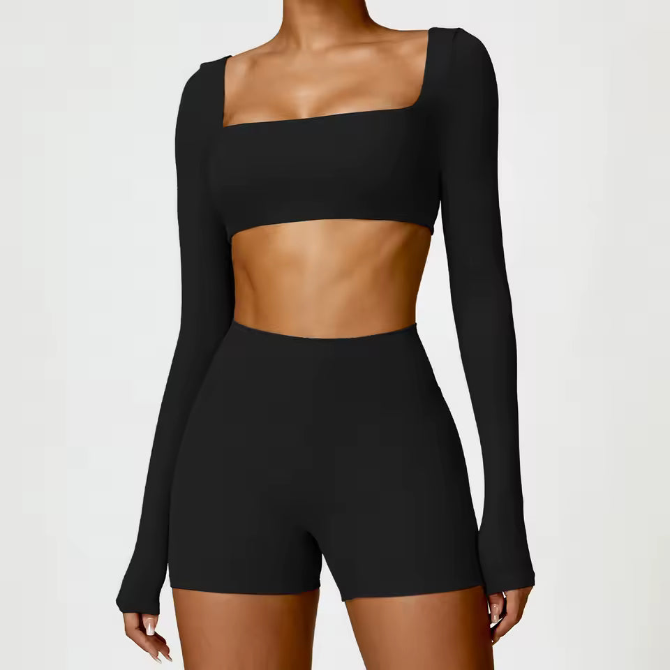 Conjunto Top Manga Longa e Shorts Efeito Buum