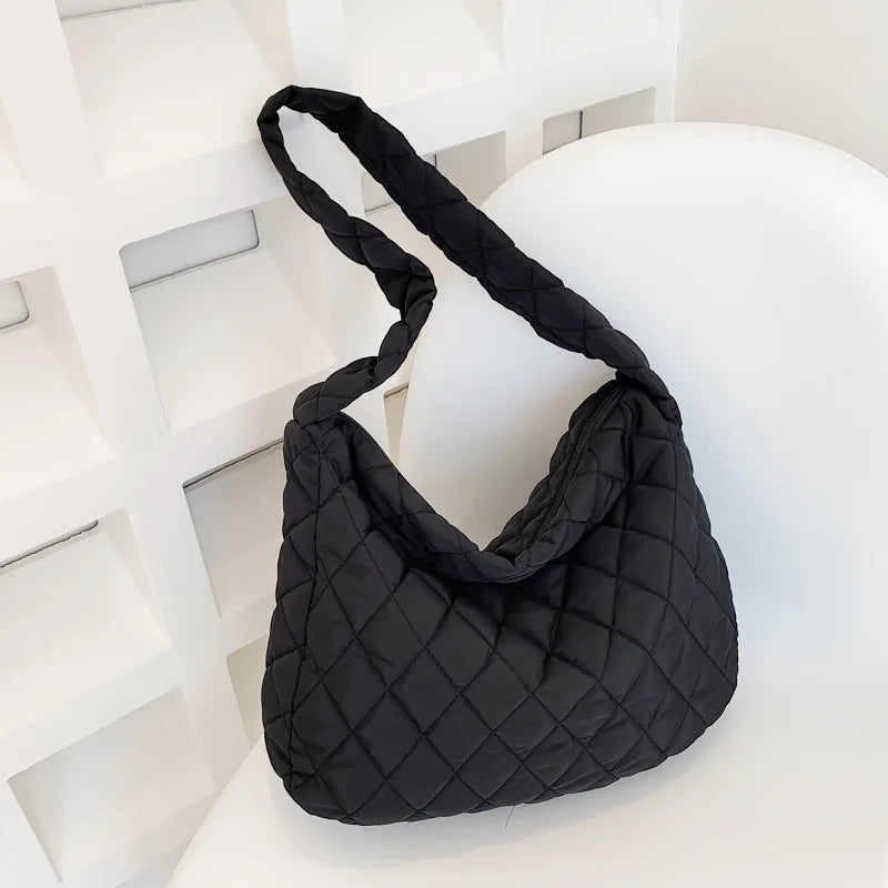 Bolsa feminina vintage de nylon, bolsa de ombro para axilas, casual, à prova d'água, crossbody, hobo, para mulheres, acolchoada, grande capacidade