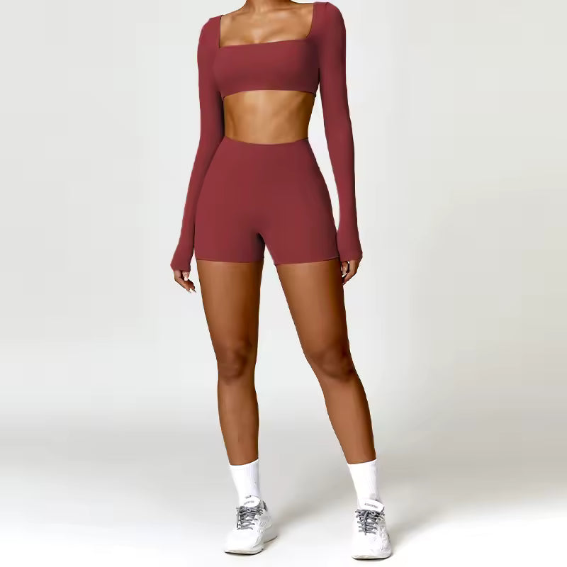 Conjunto Top Manga Longa e Shorts Efeito Buum