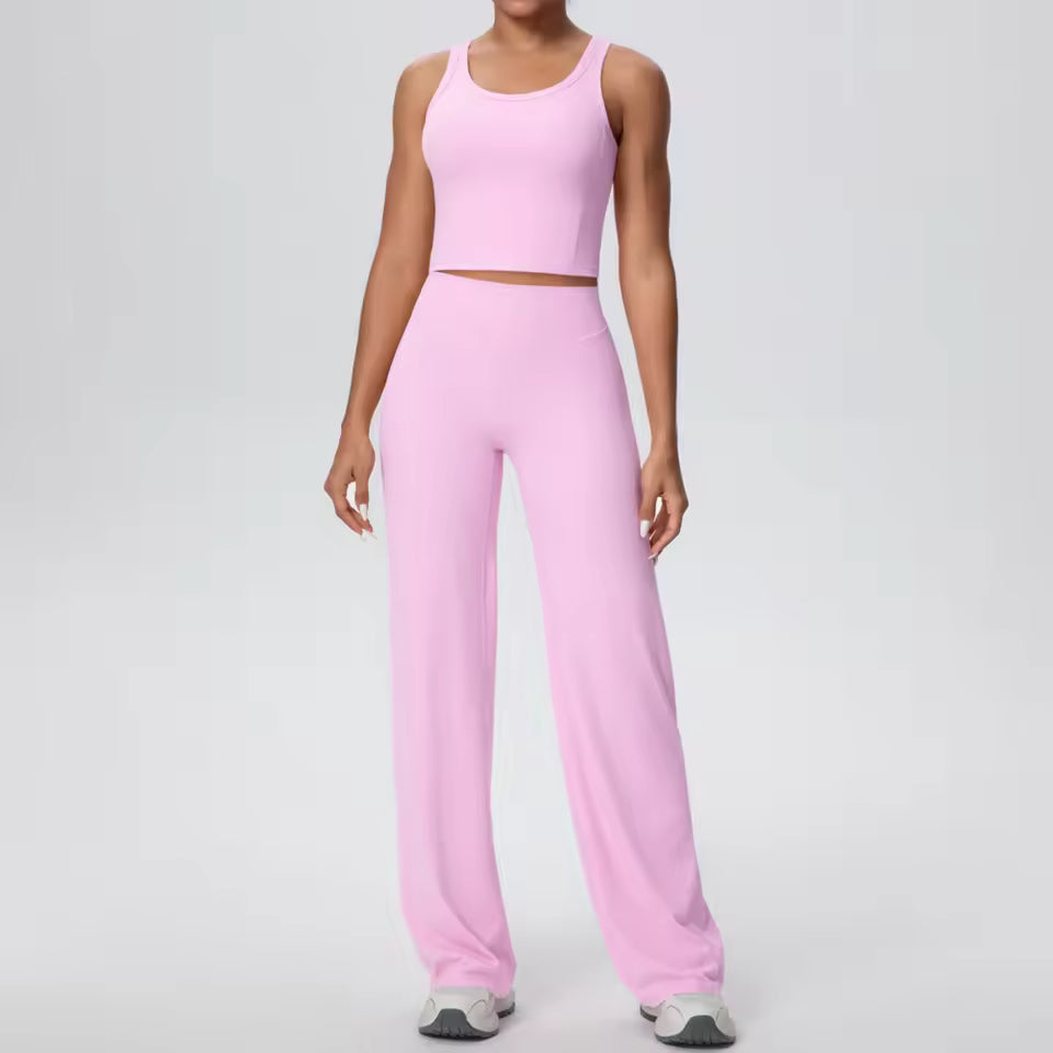 Conjunto Cropped Alça com Calça Efeito Buum Soft Motion