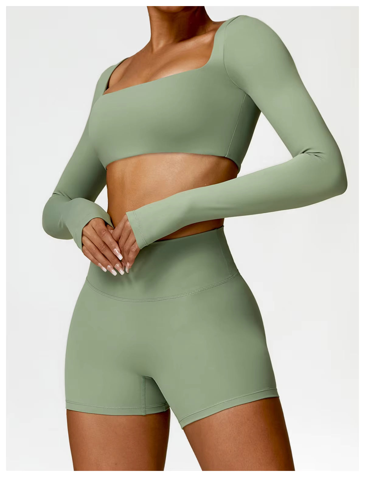 Conjunto Top Manga Longa e Shorts Efeito Buum