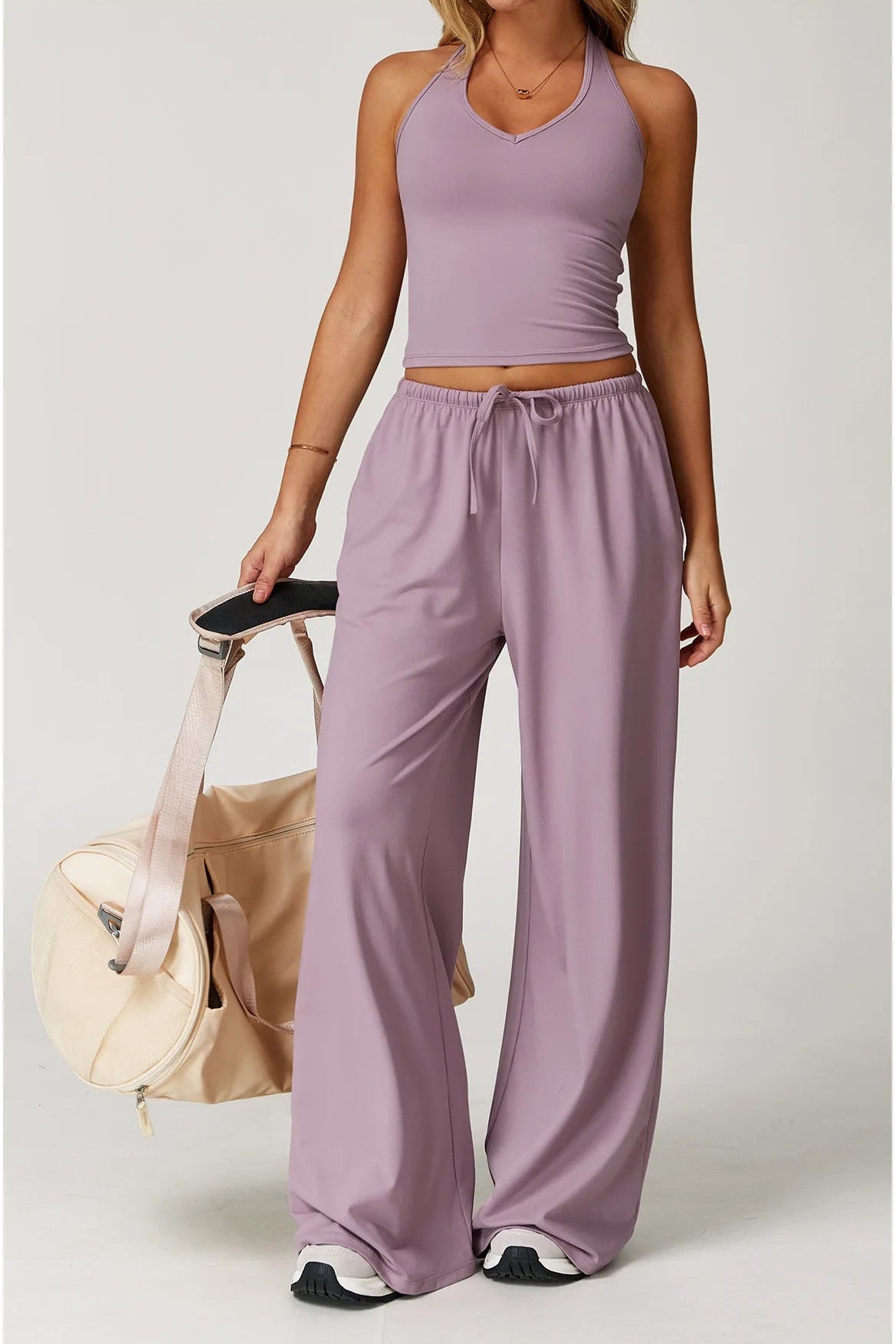 Conjunto Top Alça e Calça Wide Leg Soft Motion Buum