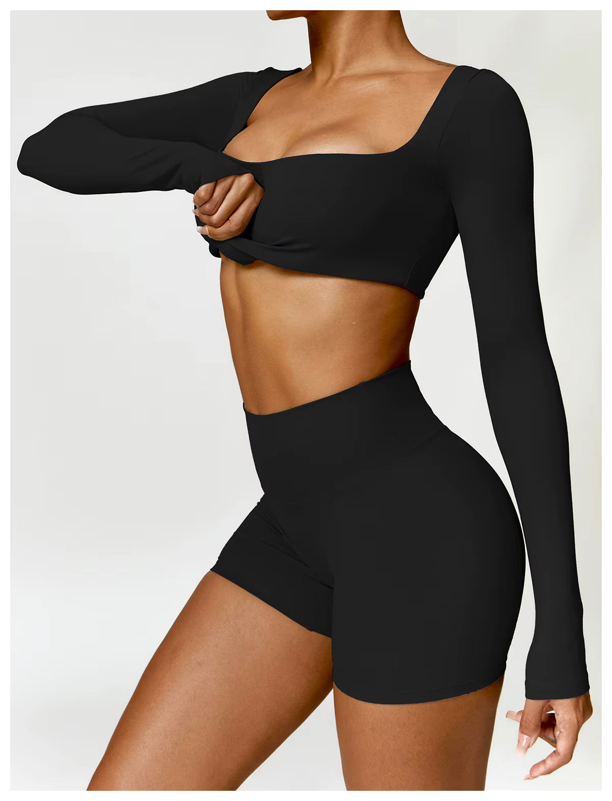 Conjunto Top Manga Longa e Shorts Efeito Buum