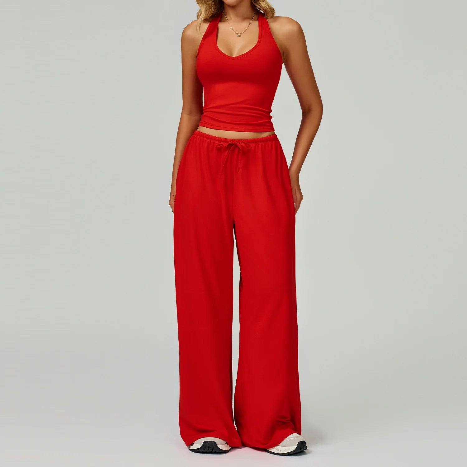 Conjunto Top Alça e Calça Wide Leg Soft Motion Buum