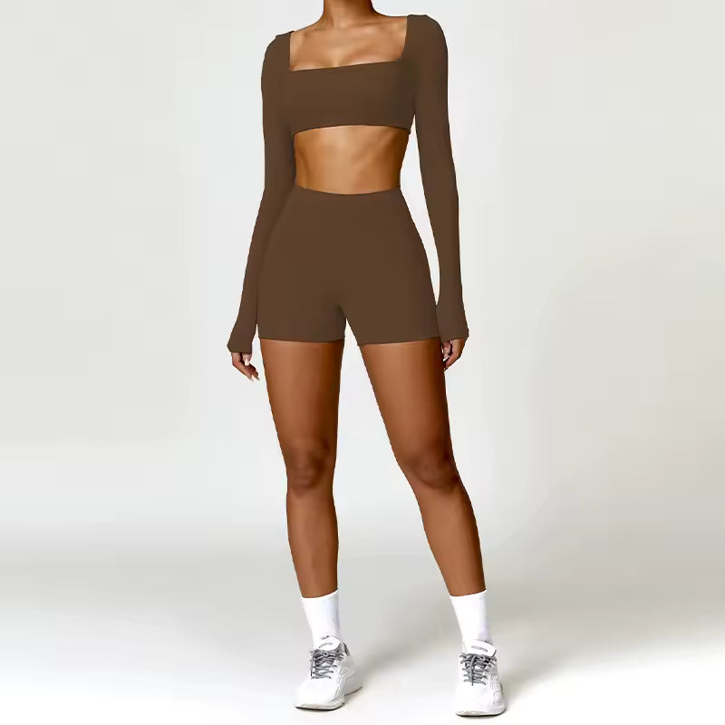Conjunto Top Manga Longa e Shorts Efeito Buum