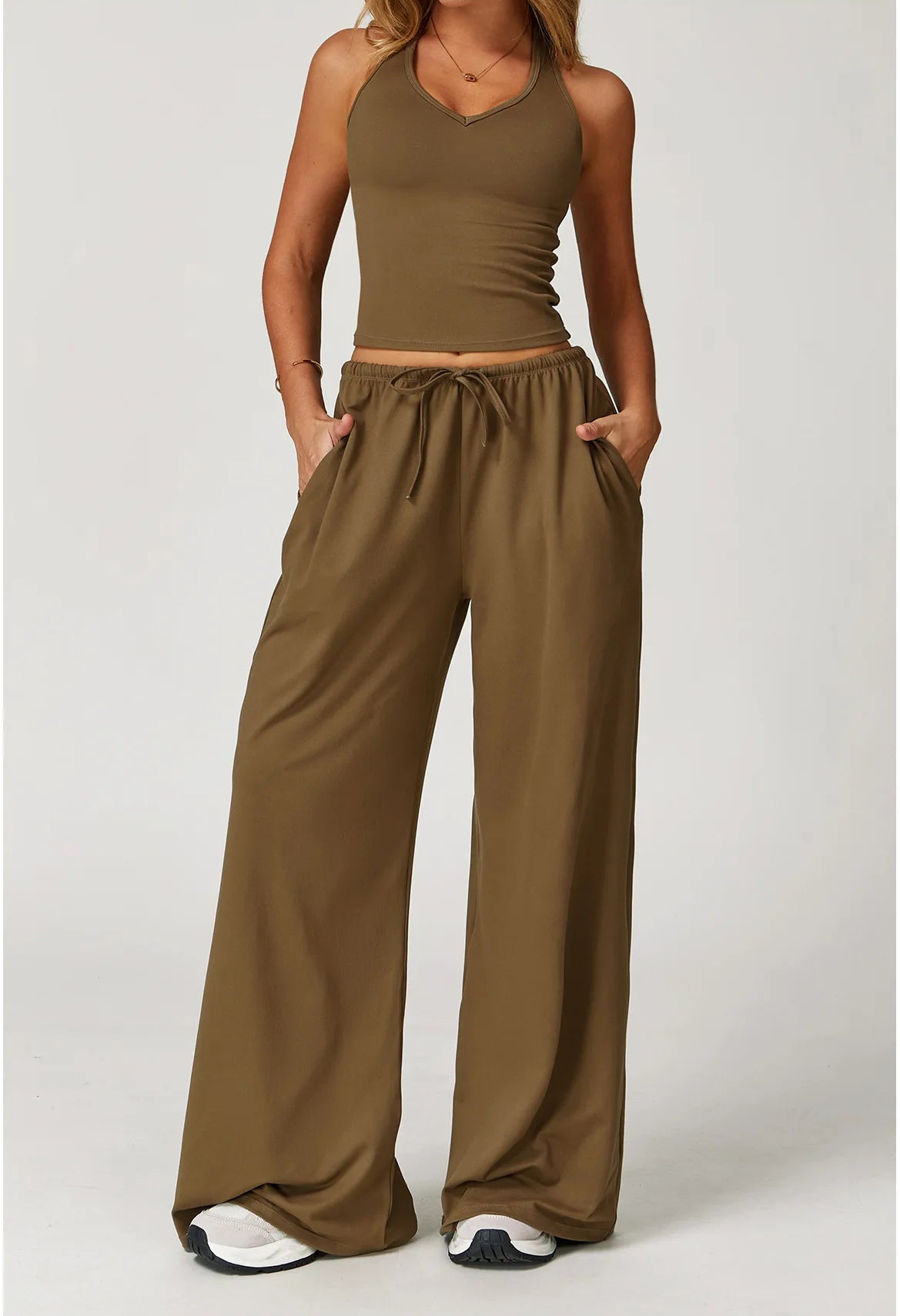 Conjunto Top Alça e Calça Wide Leg Soft Motion Buum