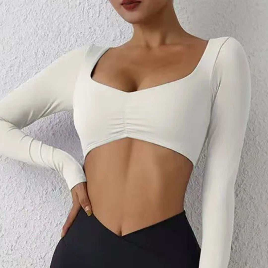 Top Cropped Manga Longa Push Up Basic