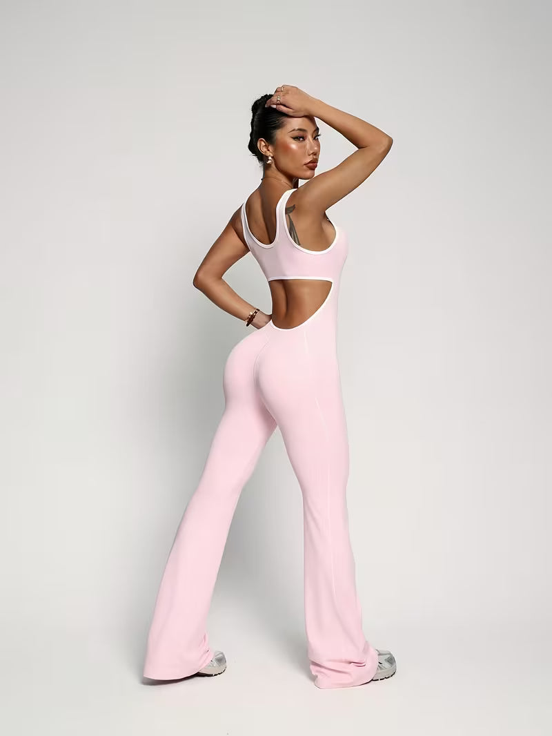 Macacão Flare Alça Fina Costas Abertas Soft Motion Buum