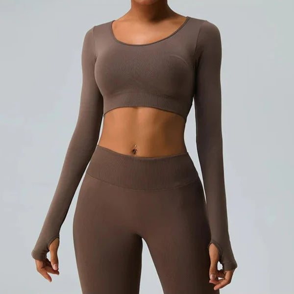 Top Cropped Manga Longa Luana