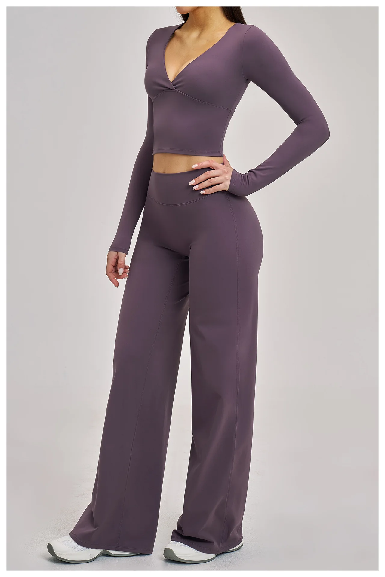 Conjunto Cropped Manga Longa com Calça Efeito Buum Soft Motion