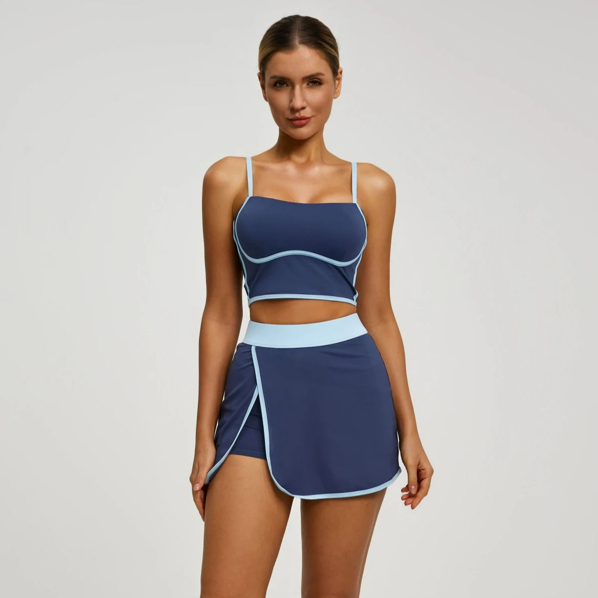 Conjunto Cropped Push Up com Shorts Saia Lizza