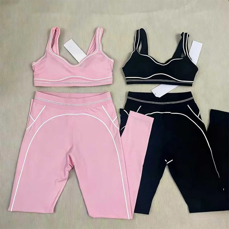 Conjunto Top Push Up com Leggings Recortes Dafini