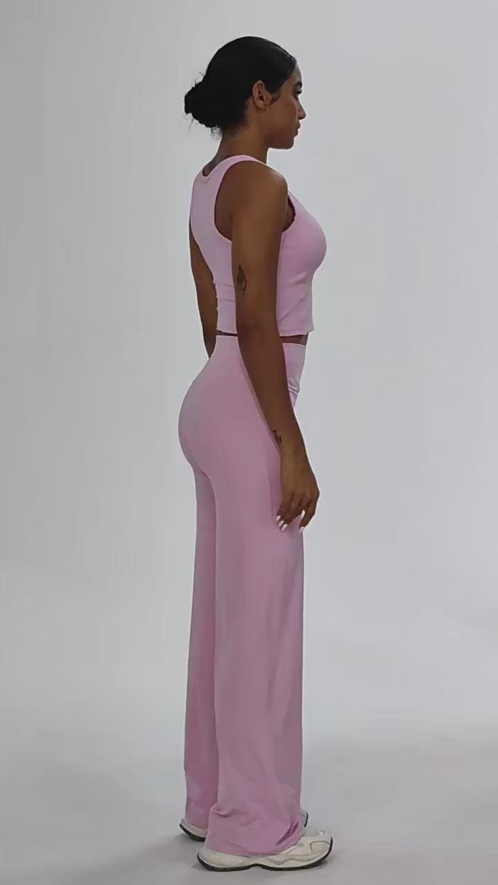Conjunto Cropped Alça com Calça Efeito Buum Soft Motion